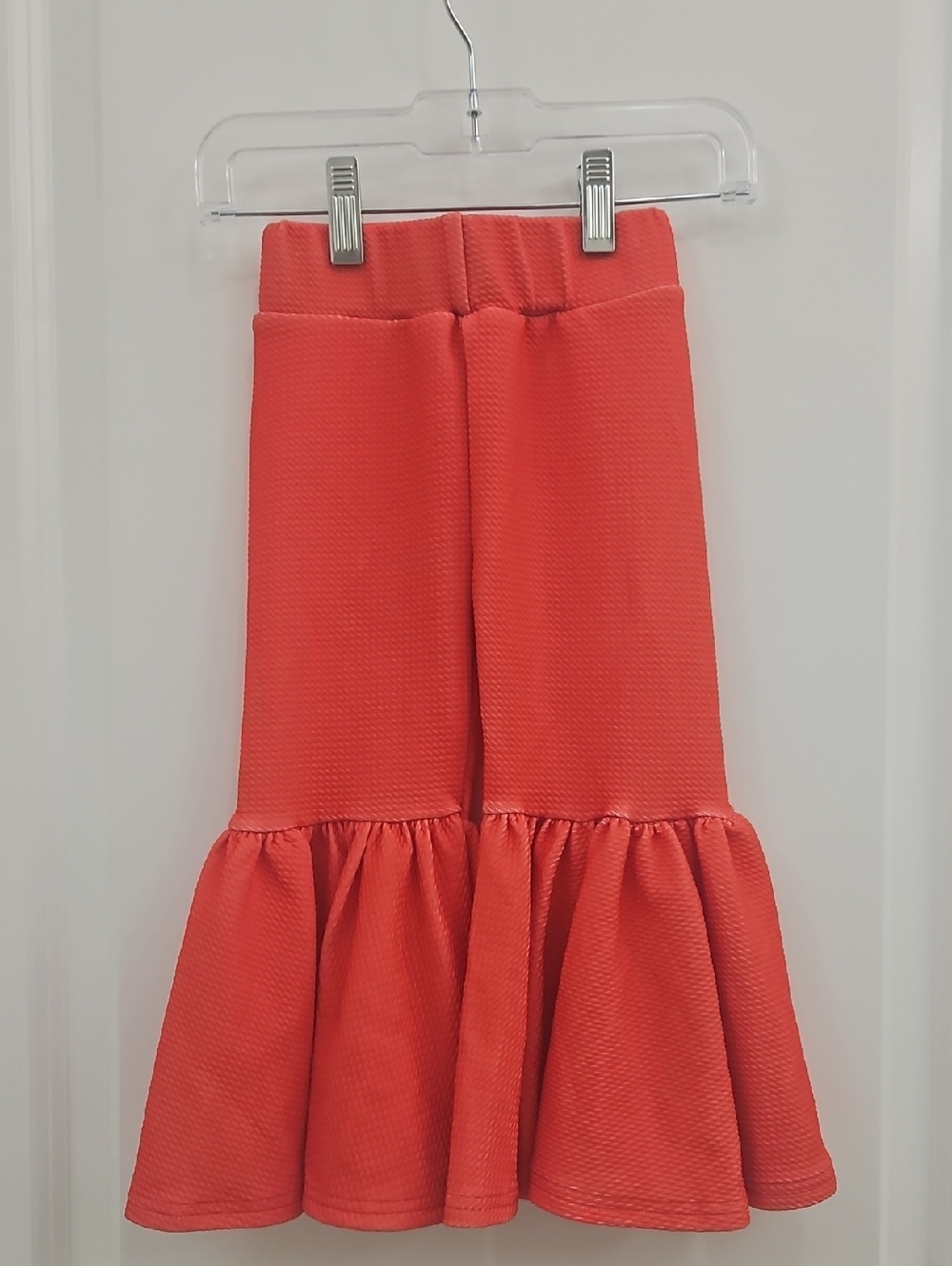 Girls Red Ruffle Flare Bottoms